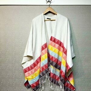 OS American Eagle Outfitters Vibrant Trim Poncho
